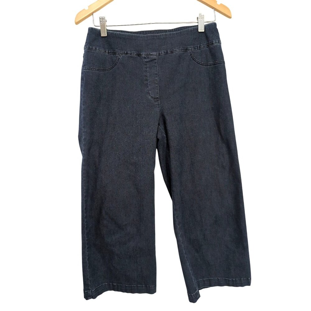 Elliott Lauren Cropped Wide Leg Pull On Jeans Womens 4 Blue Casual‎ Minimalist